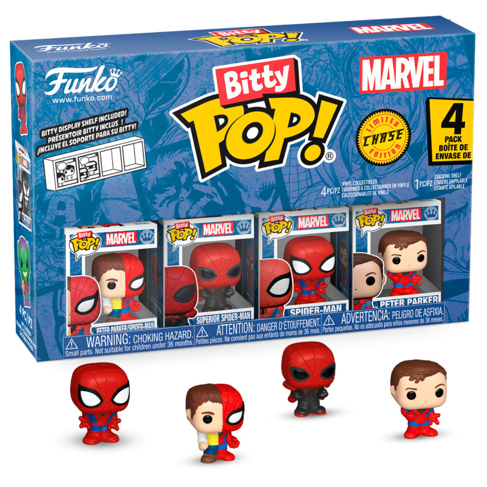 blister 4 figuras bitty pop marvel spider man parker split blister 4 figuras bitty pop marvel spider man parker split