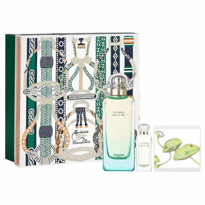 hermès un jardin sur le nil eau de toilette spray 100ml set 3 pieces hermès un jardin sur le nil eau de toilette spray 100ml set 3 pieces