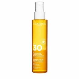 clarins glowing sun oil high protection body and hair 150ml
