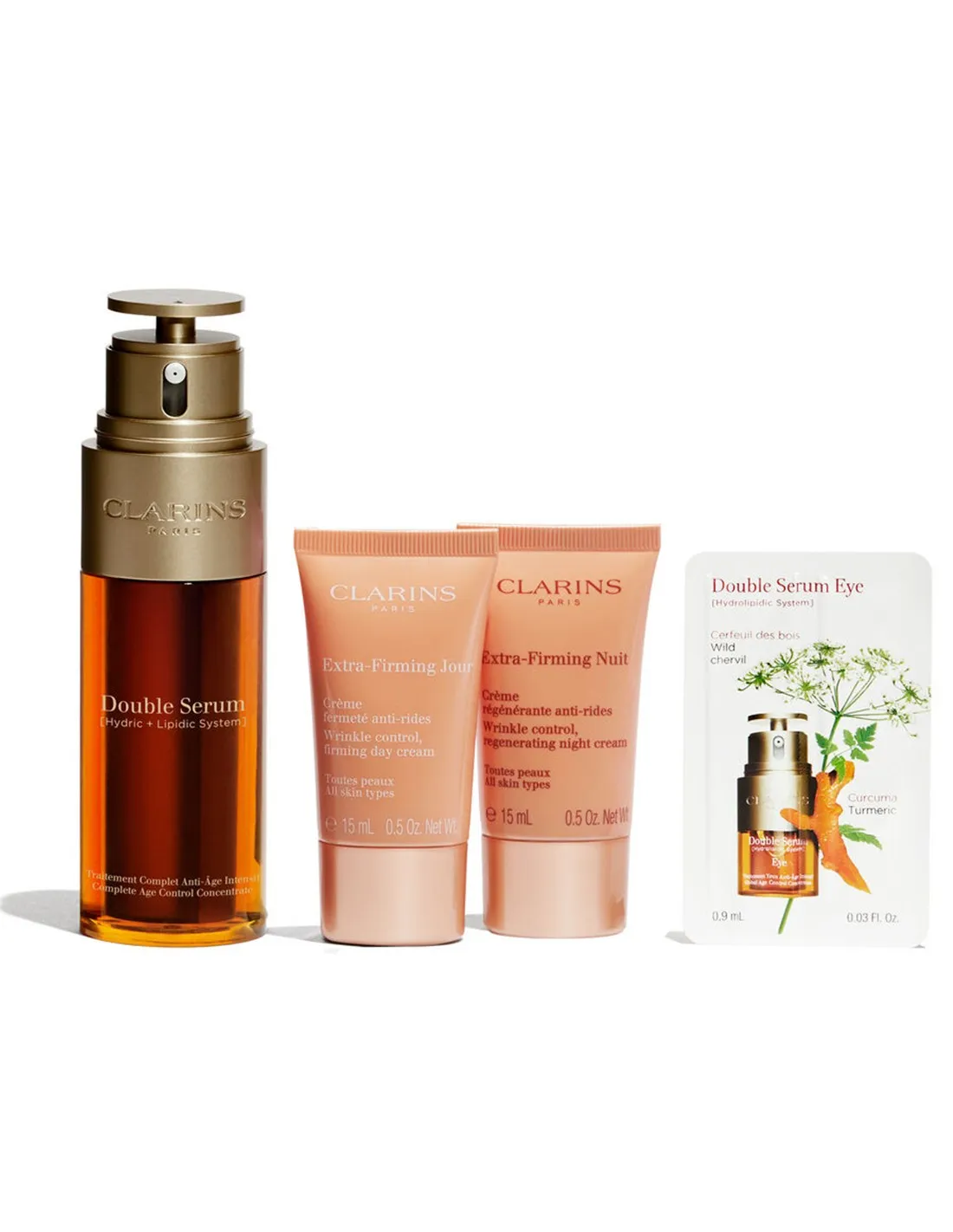 set clarins doble serum 50ml extra firm 15ml noche 15ml@ set clarins doble serum 50ml extra firm 15ml noche 15ml@
