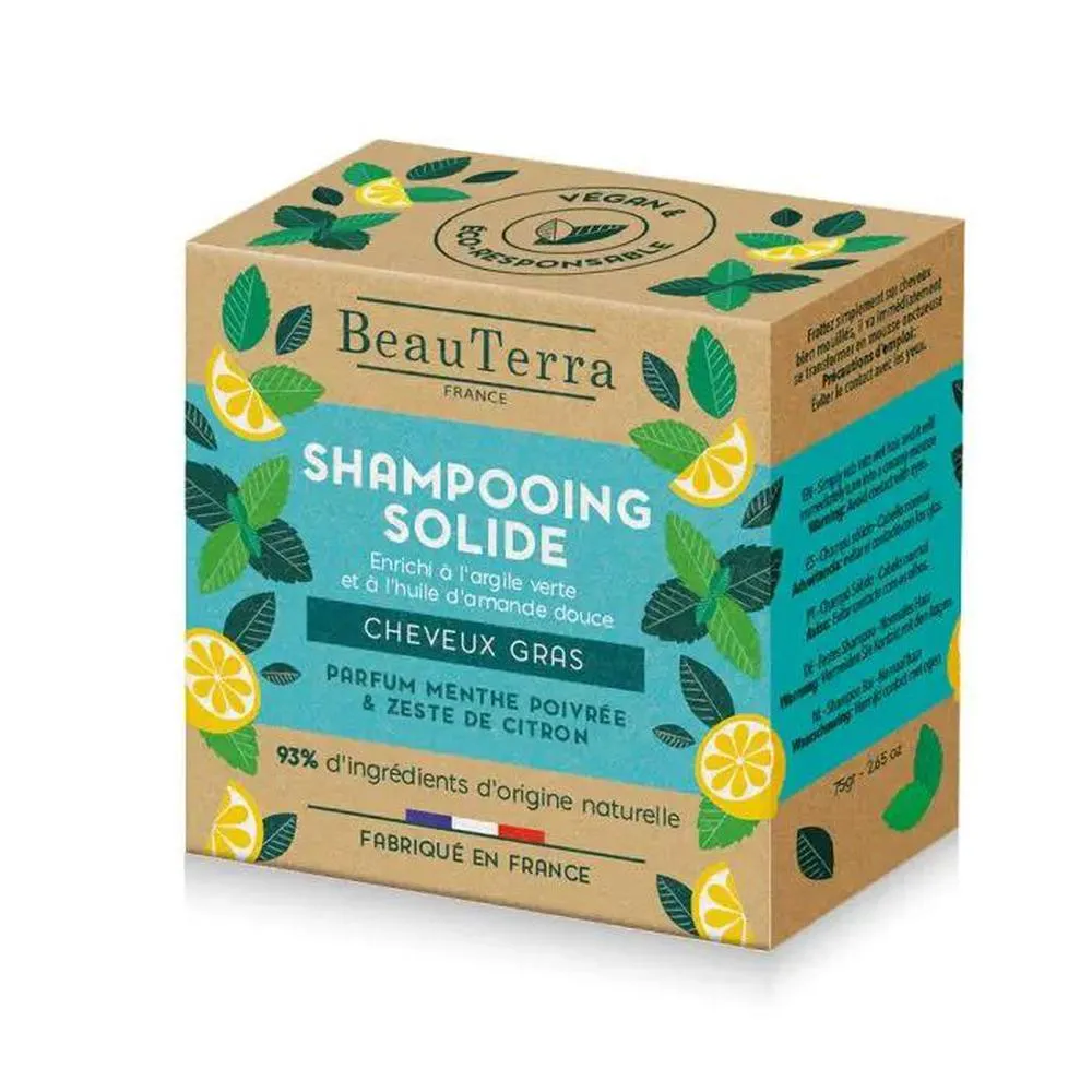 beauterra solide champú de menta y cáscara de limón 75g beauterra solide champú de menta y cáscara de limón 75g